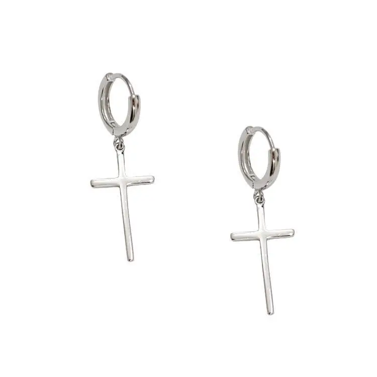 

European and American s925 sterling silver cross earrings unisex