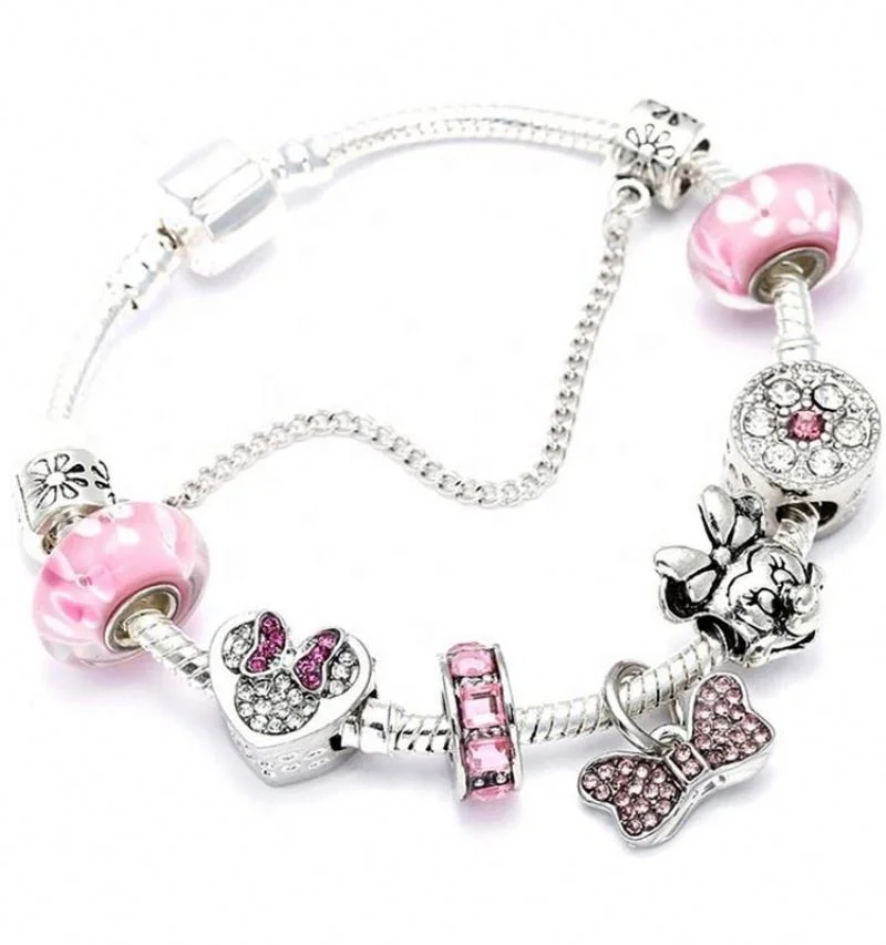 

Wholesale Custom Handmade Jewelry Animal Mickey Mouse Bracelet Charm Zinc Alloy Bracelet For Women, As pic show