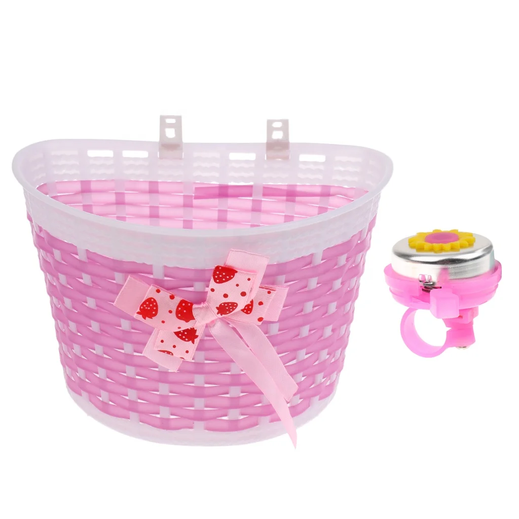 

Children Kids Girl Bike Front Basket Bicycle Shopping Stabilizer + Bell Horn Bicycle Accessories, Optional