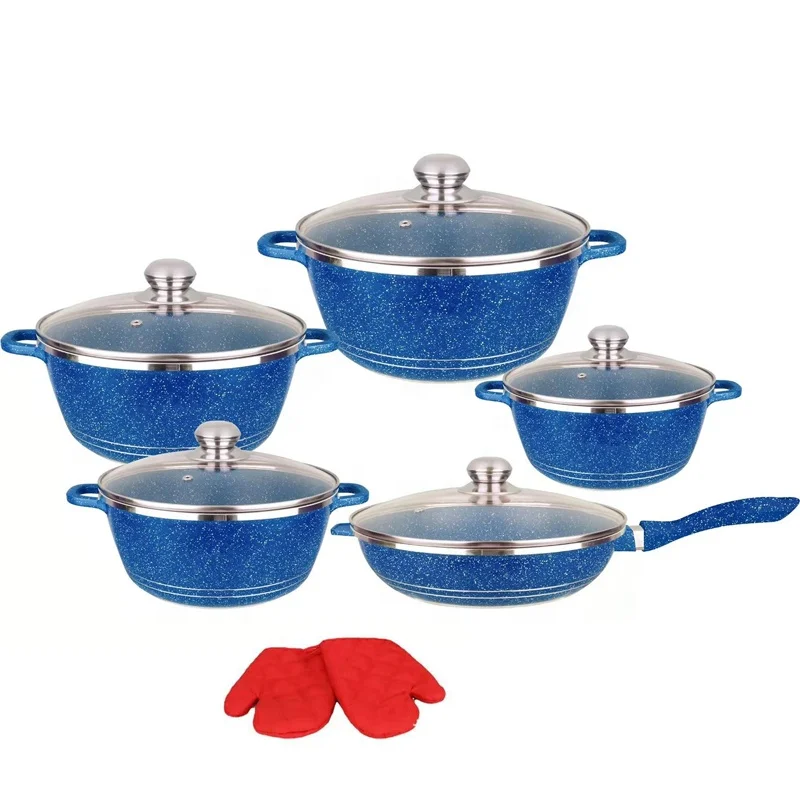 

12PCS Cookware Cast Iron Enamel Sets Forged Aluminum Kitchenware Pots And Pans Non Stick Kitchen Cookware Set, Customized color