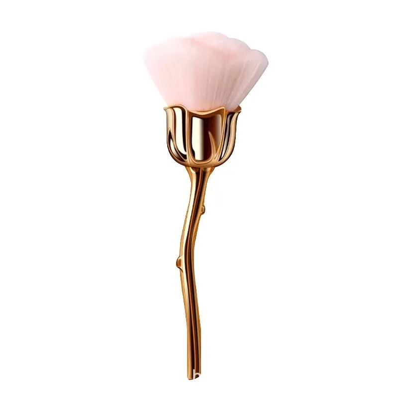 

Yaeshii Professional Single New Design Nail Art Tool Brush Cleaning Dust High Quality Rose Flower Nail Brush, Black/rose gold