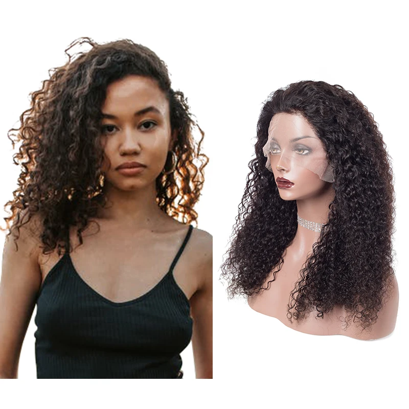 

2021 natural black 4X4 13x4 lace JC jerry curly kinky curly 100 human hair brazilian virgin hair wig HD swiss lace front wig