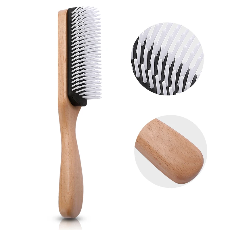 

Hair Brushes for men's styling care hair brush comb wood rib comb Detangling massage Denman 9 Row Bristle comb