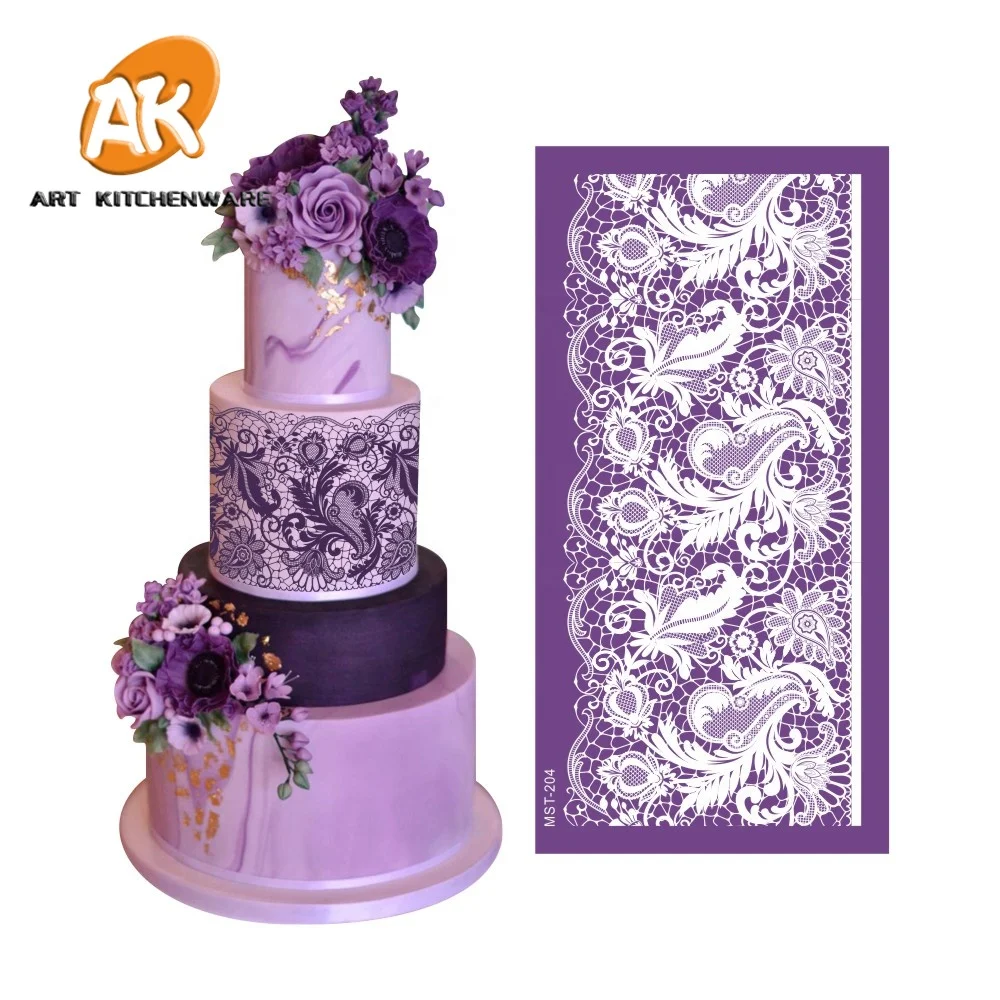 

AK Wholesale Flower Cake Decorating Baking Mesh Stencils Icing Tools Lace Stencils for Fondant Cake Decorations