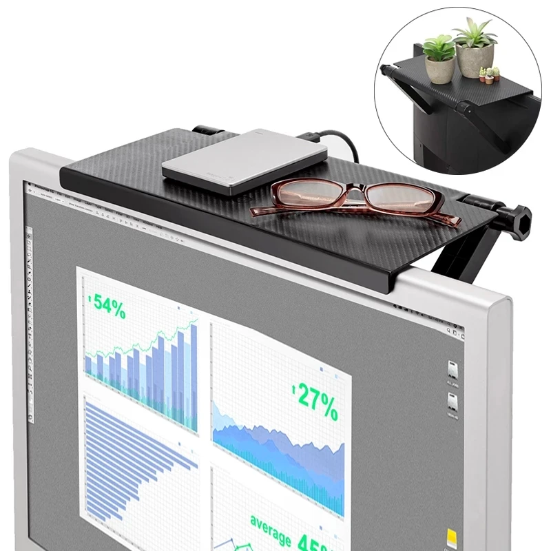 

Screen Shelf TV Screen Top Shelf Adjustable Storage Shelf Mount on Desktop Computer Monitor, As picture