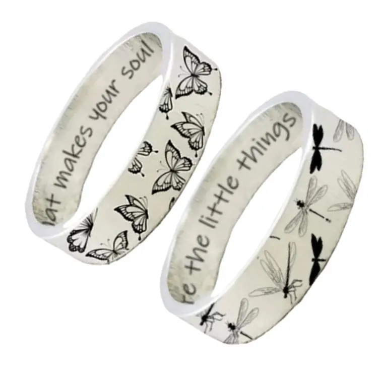 

SC Do What Makes Your Soul Shine Rings Inspirational Graduation Gift Antique Silver Engraved Dragonfly Butterfly Rings Women