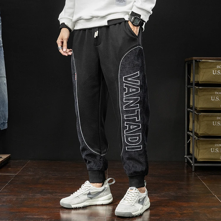 

Autumn New Design Trending Stylish Embroidery Plus Size Men Track Pants High Quality Custom Loose Corduroy Men's Trousers