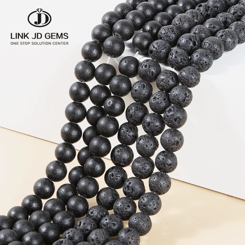 

Wholesale 4 6 8 10mm Natural Lava Rock Round Black Loose Beads Natural Stone Beads For DIY Necklace Bracelet Jewelry Making