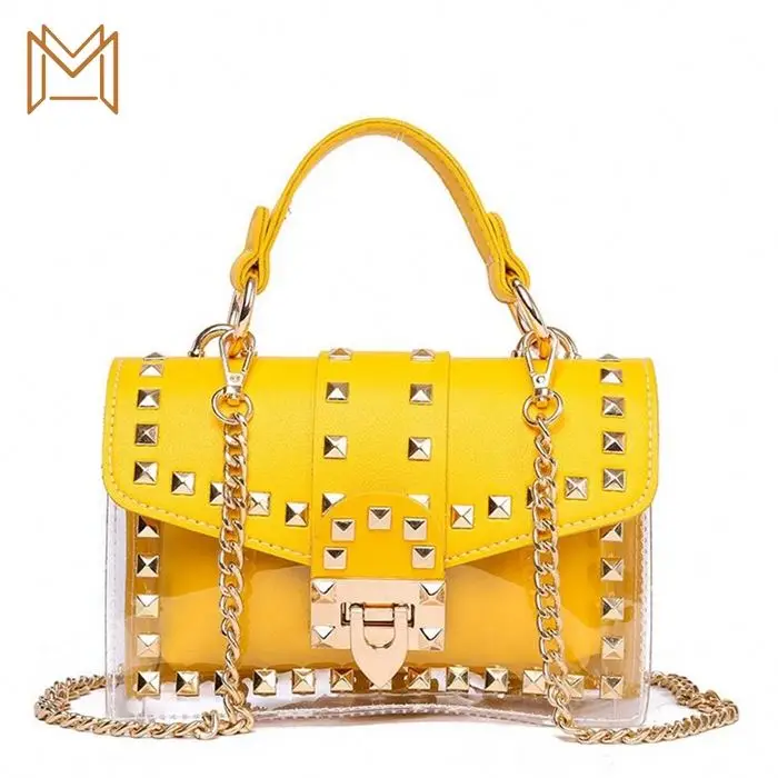 

Summer Fashion luxury women handbag bag ladies purses and handbags pvc rivet jelly purse, Picture color