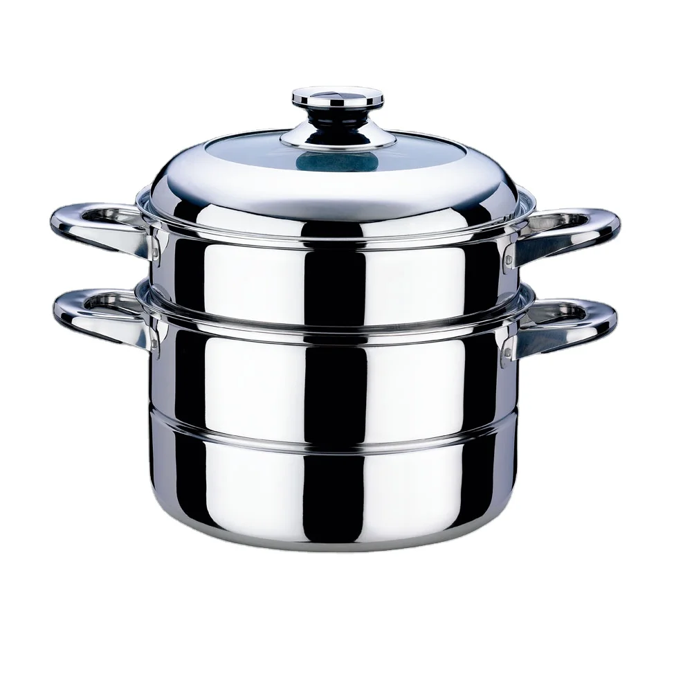 

Stainless steel metal steamer pot in 2 layer for cooking