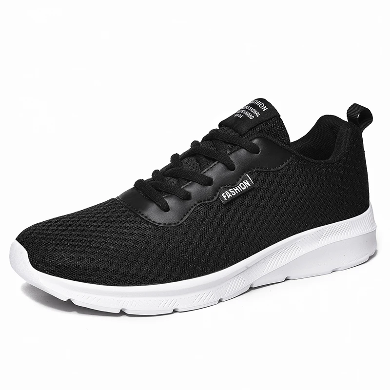 

New style men breathable walking casual sport running shoes, Black+white/black/grey