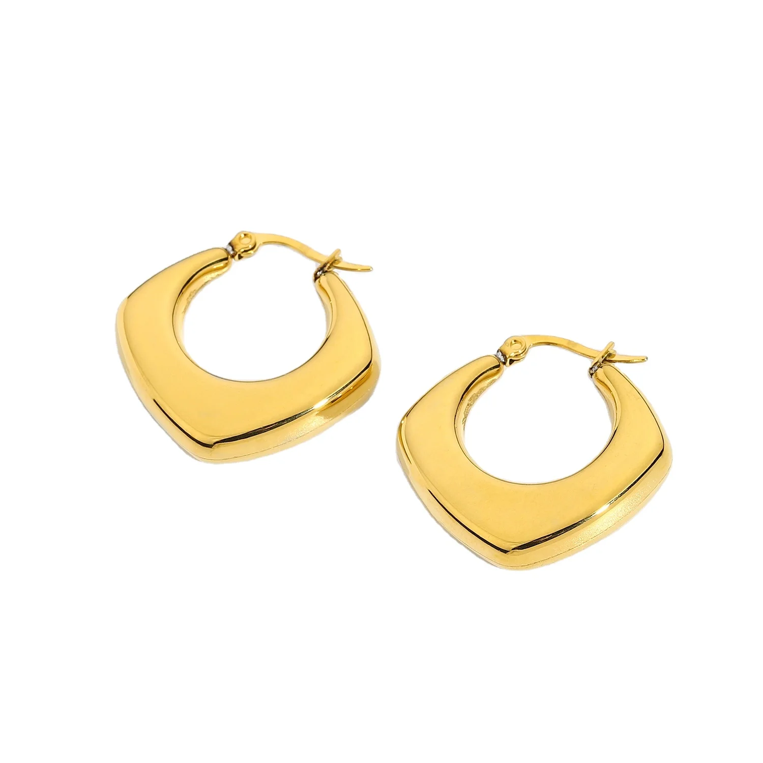 

Minimalist 18K Gold Statement Irregular 316L Stainless Steel Vacuum Hoop Earrings Titanium Steel Geometric Huggie Earrings