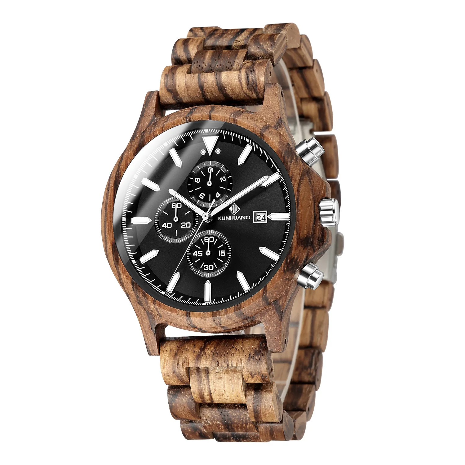

Dropshipping Wholesale Luxury Walnut Wood Watch Sports Chronograph Wooden Watches Men Wrist Holzuhr, Multiple color options