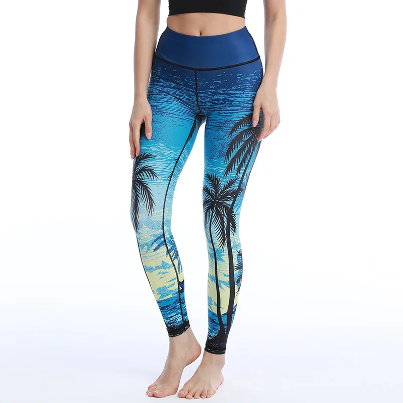 

2021 New hip lifting tight print yoga pants dance yoga dress women's four needle six thread fitness pants, Ready designs