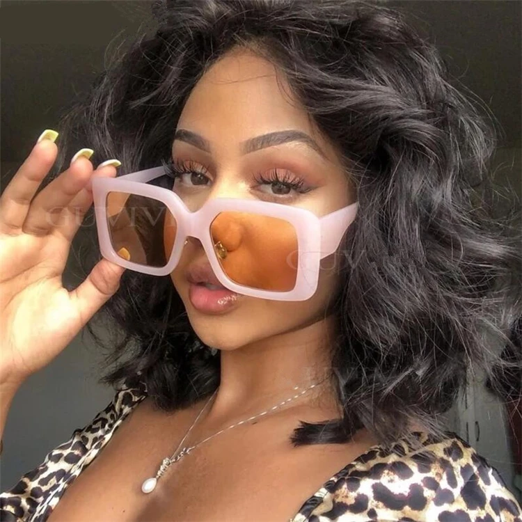 

Custom Logo Summer Branded Glasses Sun 2021 Luxury Designer Oversize Square Shades Ladies Vintage Pink Sunglasses For Women, As show /custom colors