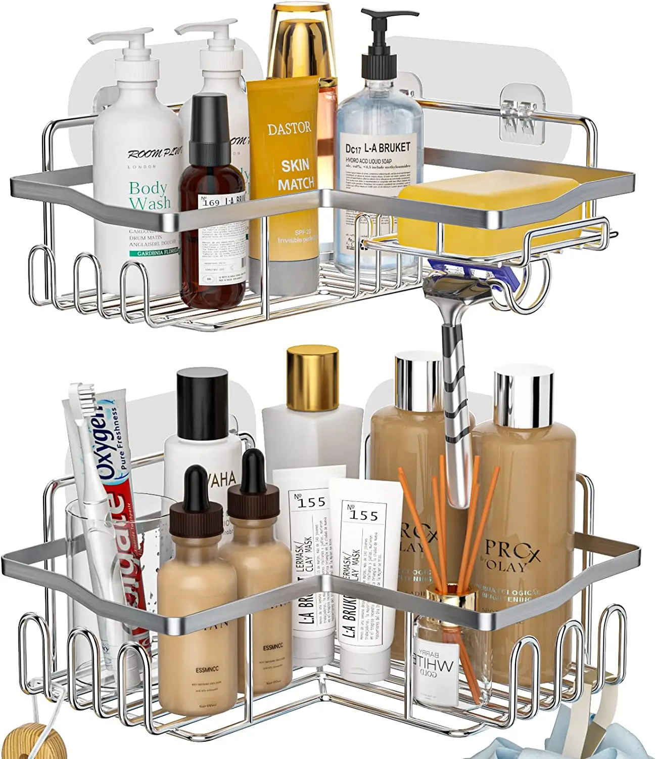 

Shower Caddy Adhesive Bathroom Shelf Organizer Wall Mounted Storage Rack No Drilling Shower Shelf