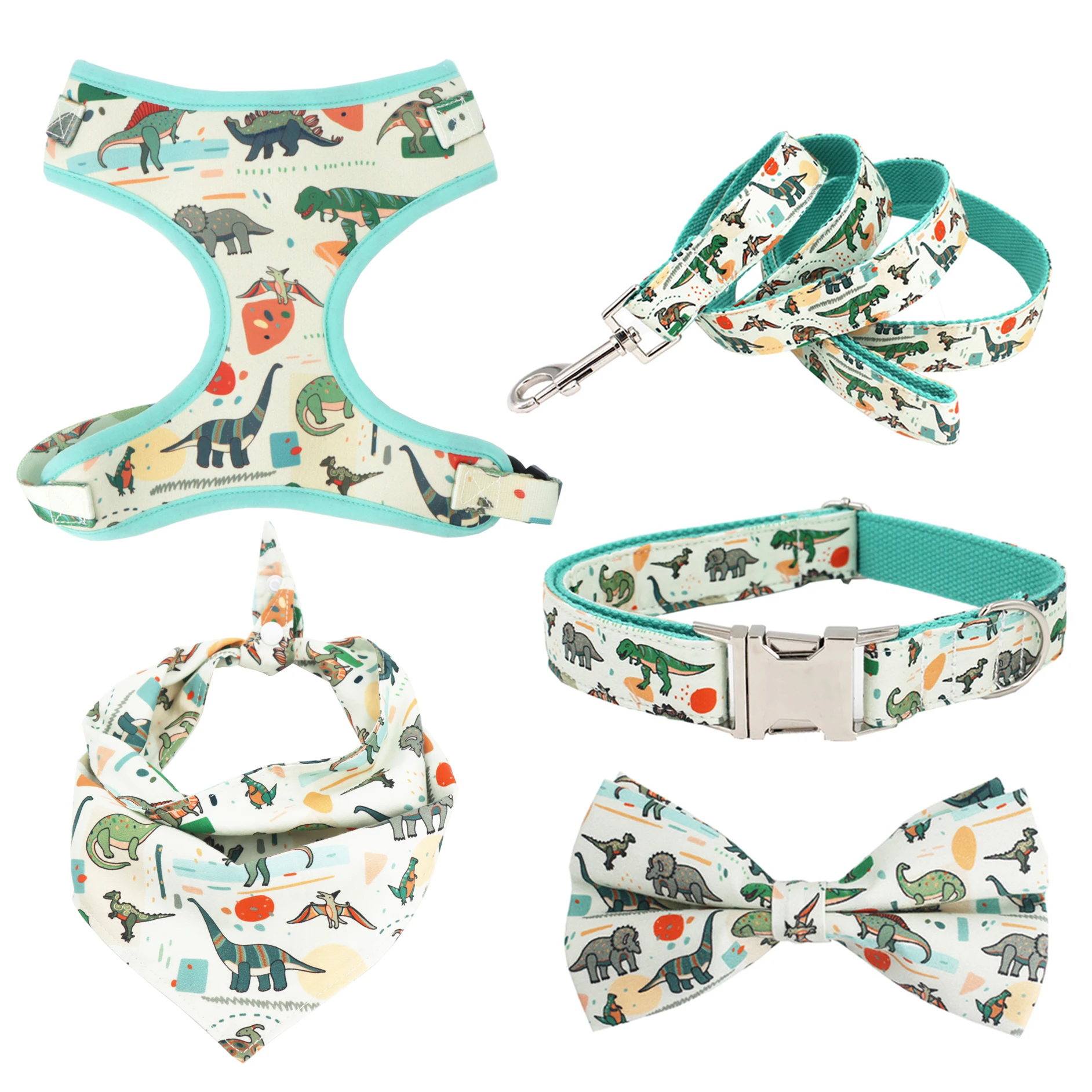 

dinosaur Dog Collar Bow Tie Dog Cat necklace with metal buckle for pet gifts