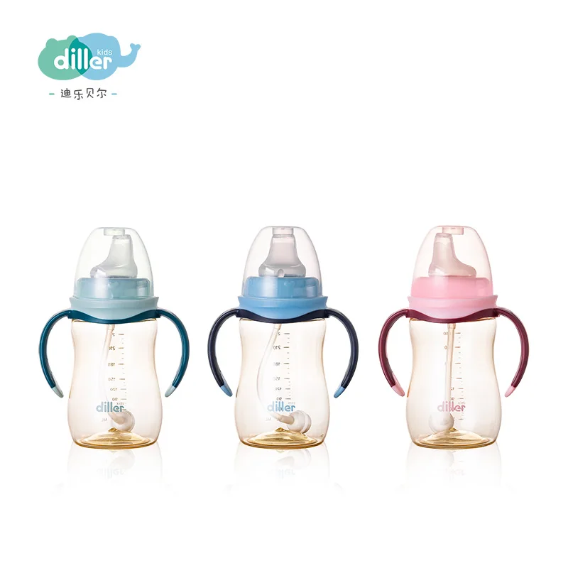
Cute girl boy bpa free tirtan sipper drinking water bottle baby bottle with straw nipple 