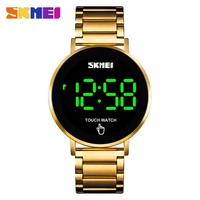 

SKMEI 1550 Accept Customised Watch Gold Digital Stainless Steel Case Back Touch LED Light Men Watches