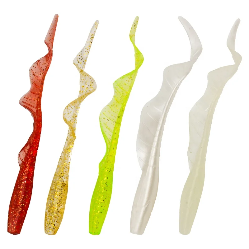 

Worms Rubber Soft Bait Skirt tail Swimbait Fishing Lure9 10 12.5cm Artificial 5Colors Silicone Baits
