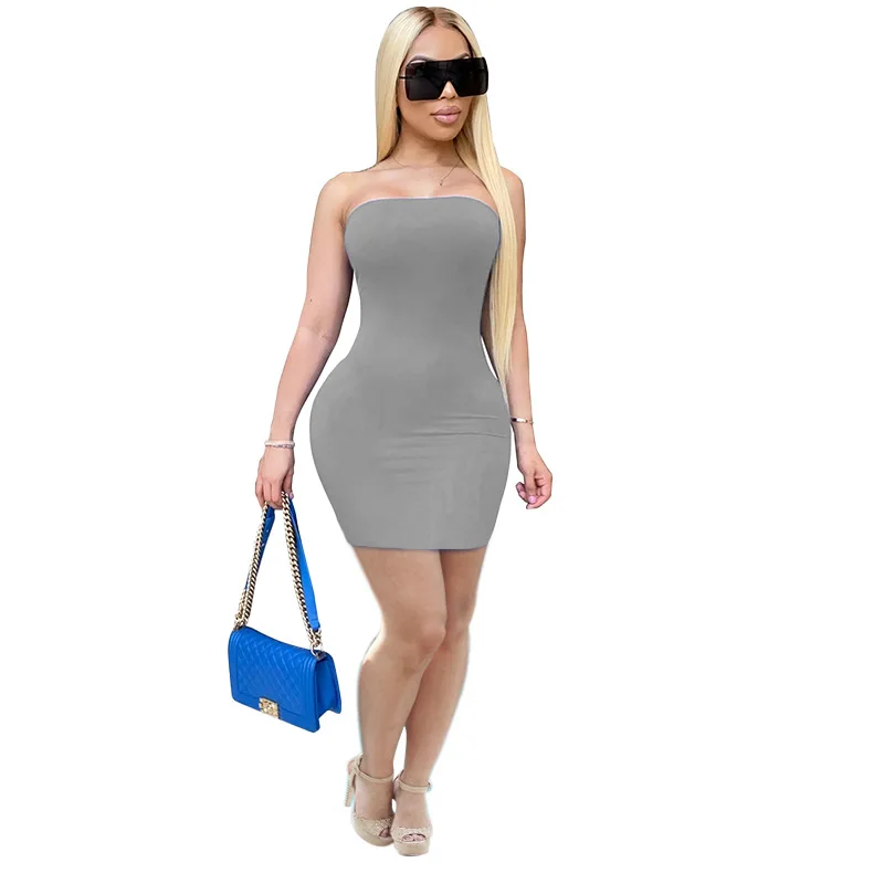 

M53008 - bandage sexy fashion off shoulder plus size solid women mini dress