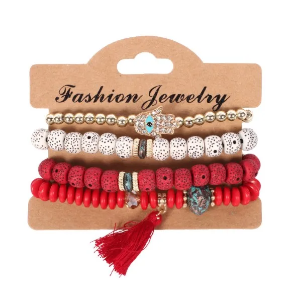 

Vintage tassel bodhi bead bracelet boho fatima hand bracelet, Picture