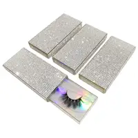 

Wholesale Full Crystal Bling Beads Acrylic Slide Drawer Lash Case Crisscross strip Cotton Band 20MM 22MM 5D Mink False Lashes