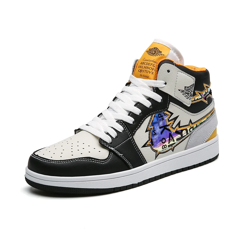 

Trending Men Sports Running Shoes Fashion Casual Sneakers Men PU Leather Trainers AJ 1