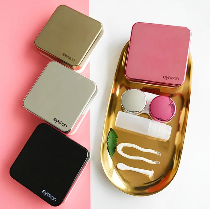 

Contact Lens Case With Mirror women Colored Contact Lenses box eyes contact lens container Holder Lovely Travel kit, Picture