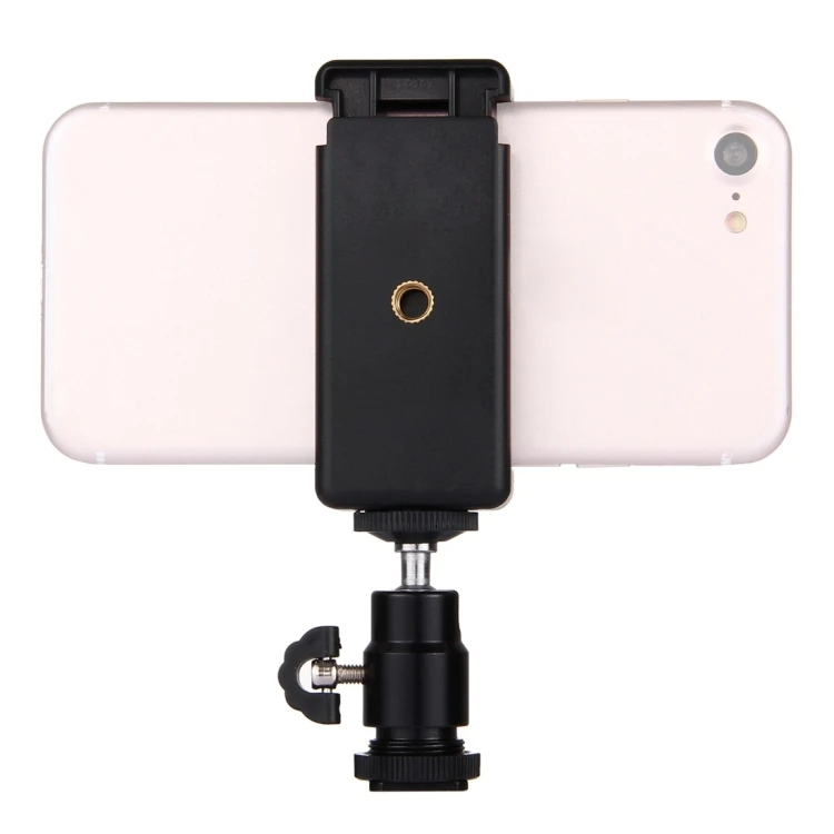 

PULUZ 1/4 inch Hot Shoe Tripod Head Tripod Stand Clamp for 5.5cm to 8cm Width Smartphones, Black