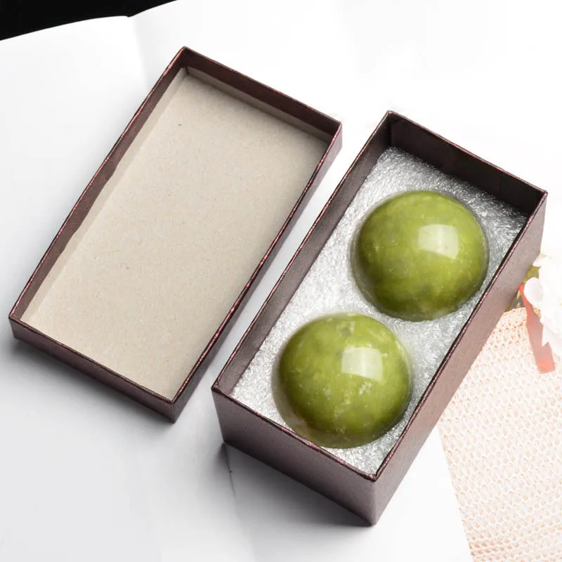 

Greenish Stone Baoding Balls Chinese Health Exercise Massage Balls For Relieve Hand Exercise Tool