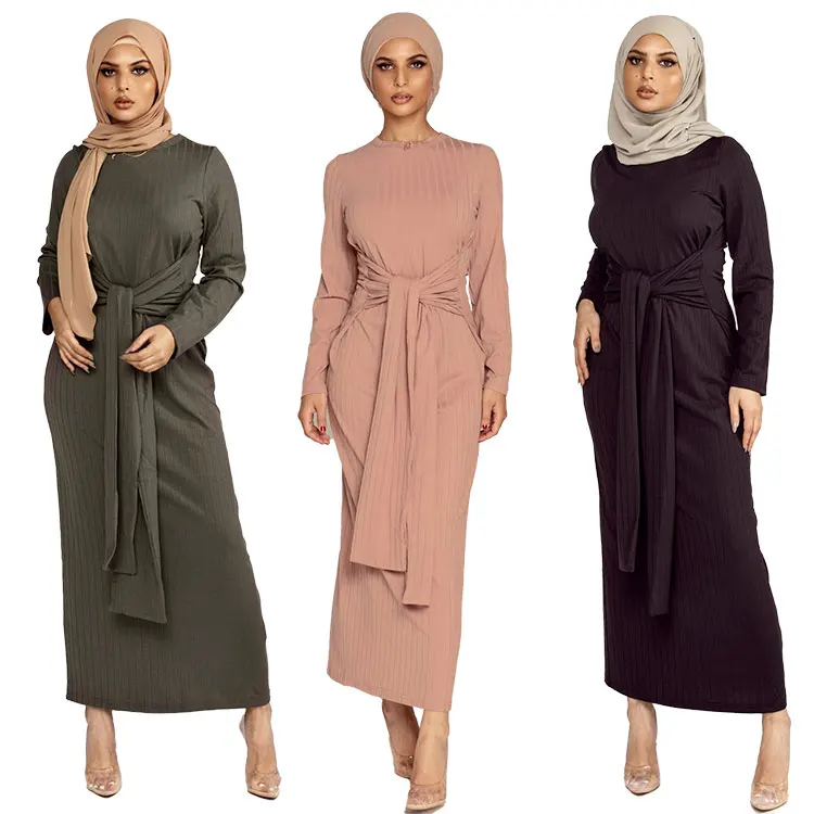 

Factory Supply Knitted Sweater Dress Ladies modest islamic Muslim Blouse Skirt Long Abaya Inner Wear Dresses