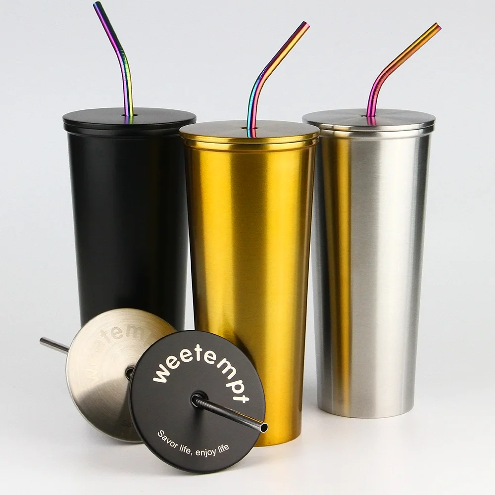 

24oz Reusable Straw Lid tumbler Stainless Steel Vacuum Coffee tumbler Mug In Bulk Custom Logo, Customized color