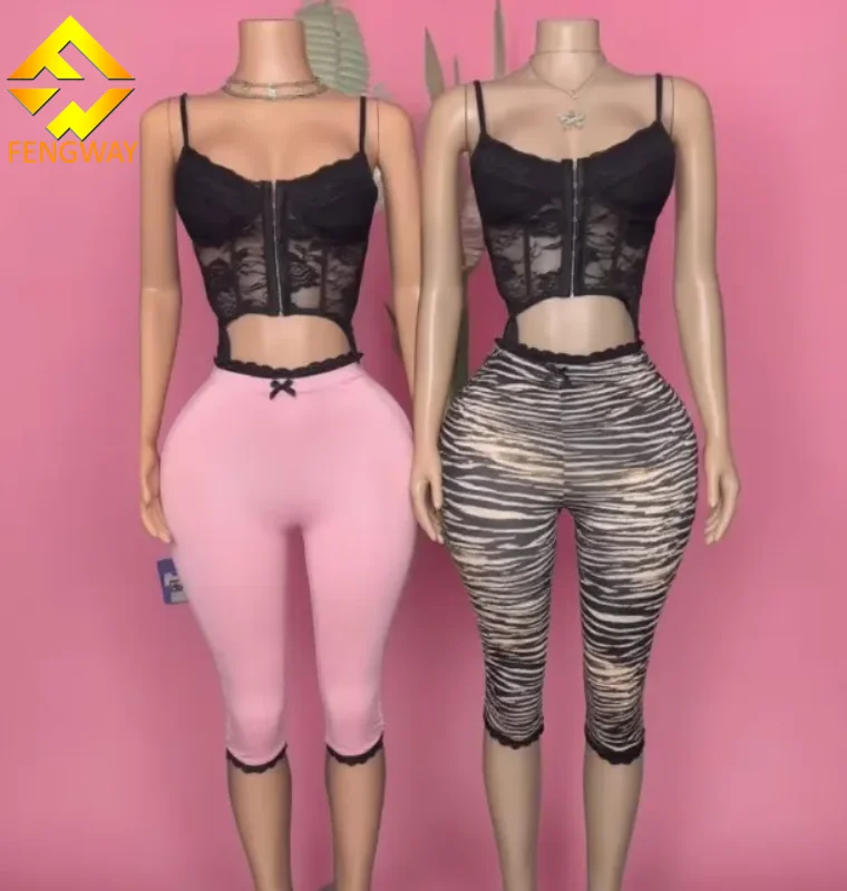 Lace See Through Corset Shorts Set