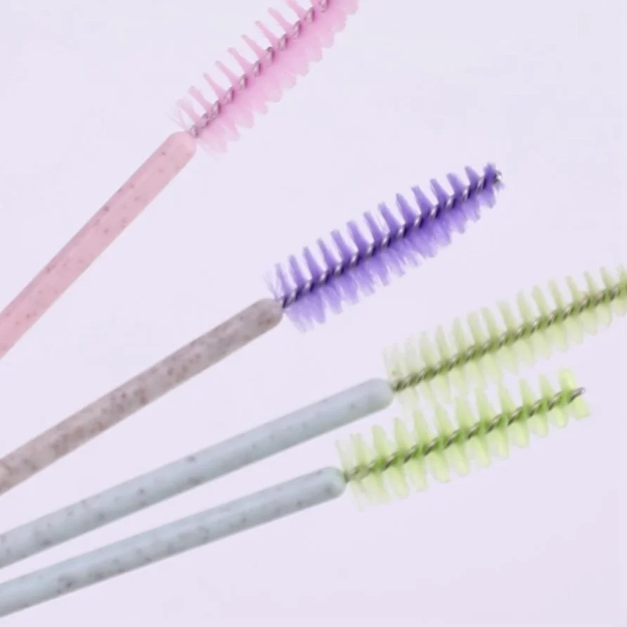 

Free samples Biodegradable eyelash extension disposable mascara brush wheat straw handles