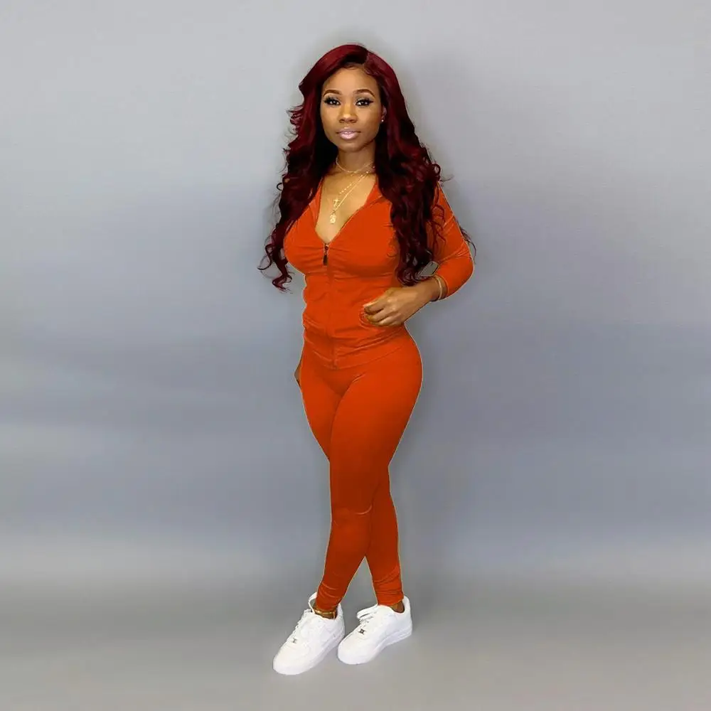 

Luren wholesale sport suit two pieces Casual zipper Multicolor jacket two-piece leggings suit