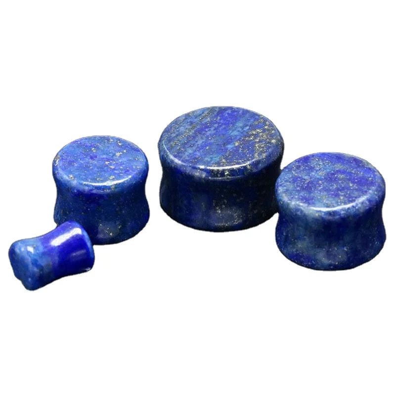 

New arrival gemstone stone plugs double lapis stone ear plug earing