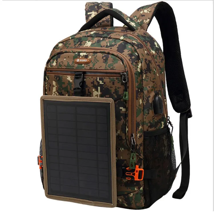 

Multi-function Outdoor Camouflage Military Shoulder Backpack Men for Mountaineering Hiking Camping Bag WIth Solar panels, Army green