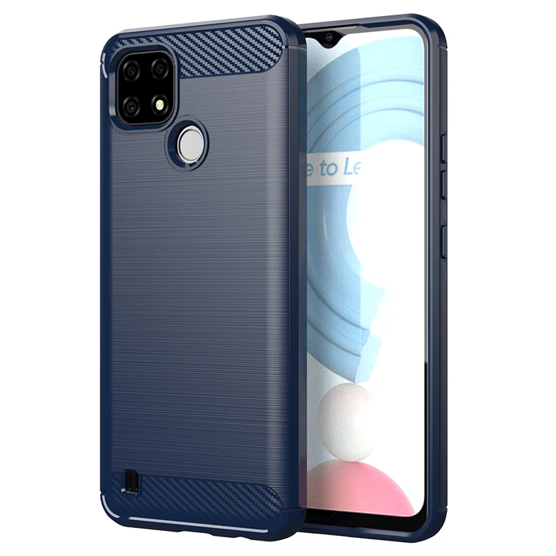 

Carbon Fiber Shockproof Soft TPU Back Cover mobile Phone Case For OPPO Realme C21