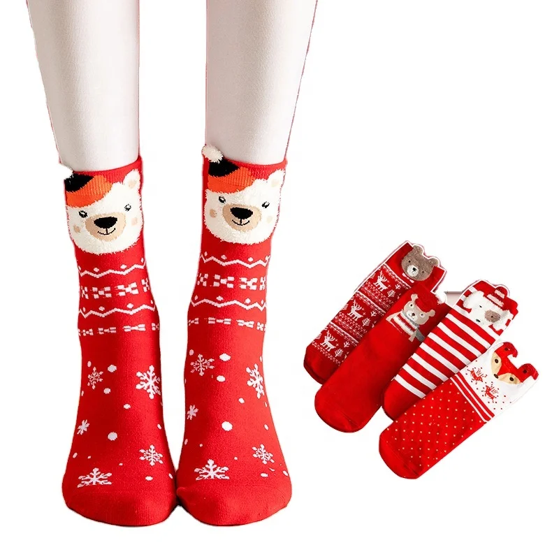 

Christmas woman socks funny cartoon Santa Christmas tree socks cartoon animal girl Christmas gift socks