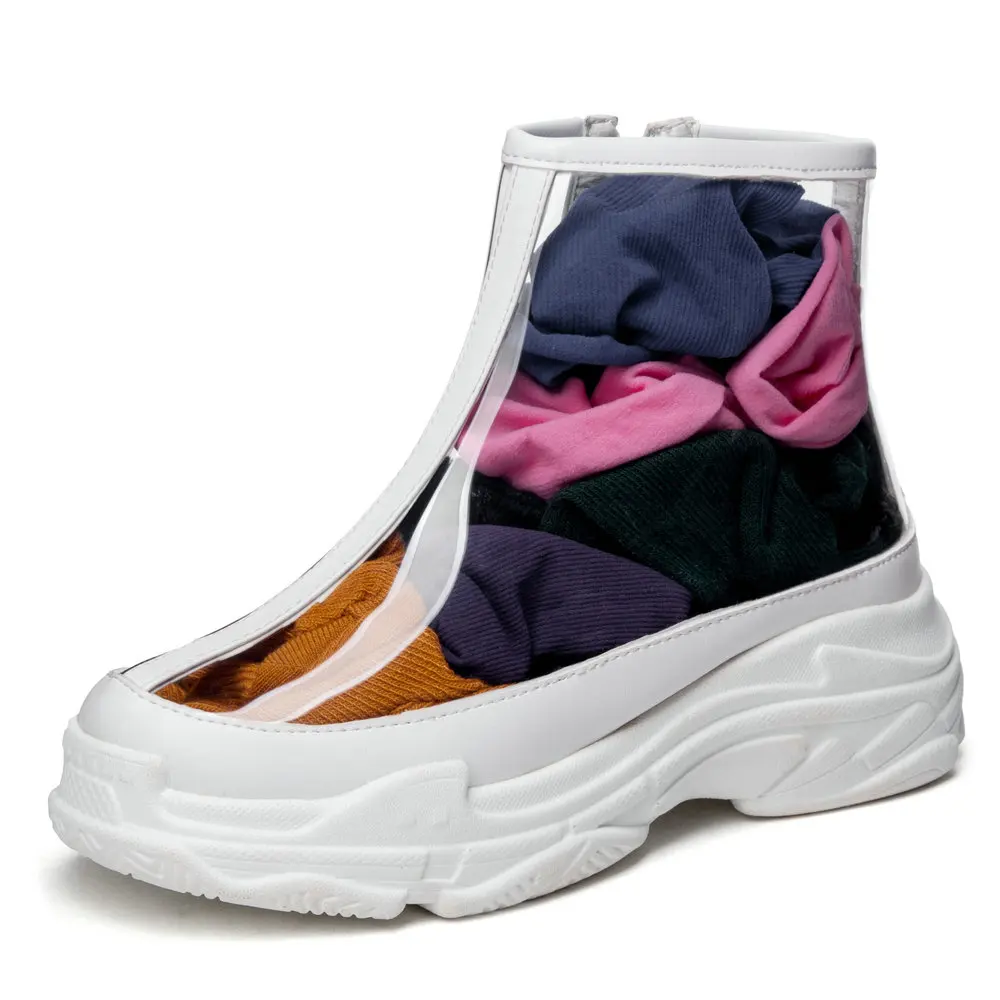 
Fashion Transparent PVC Jelly Women Ankle Boot Casual Wedges Heel Zipper Women Boots Shoes High Quality Boots For Ladies 