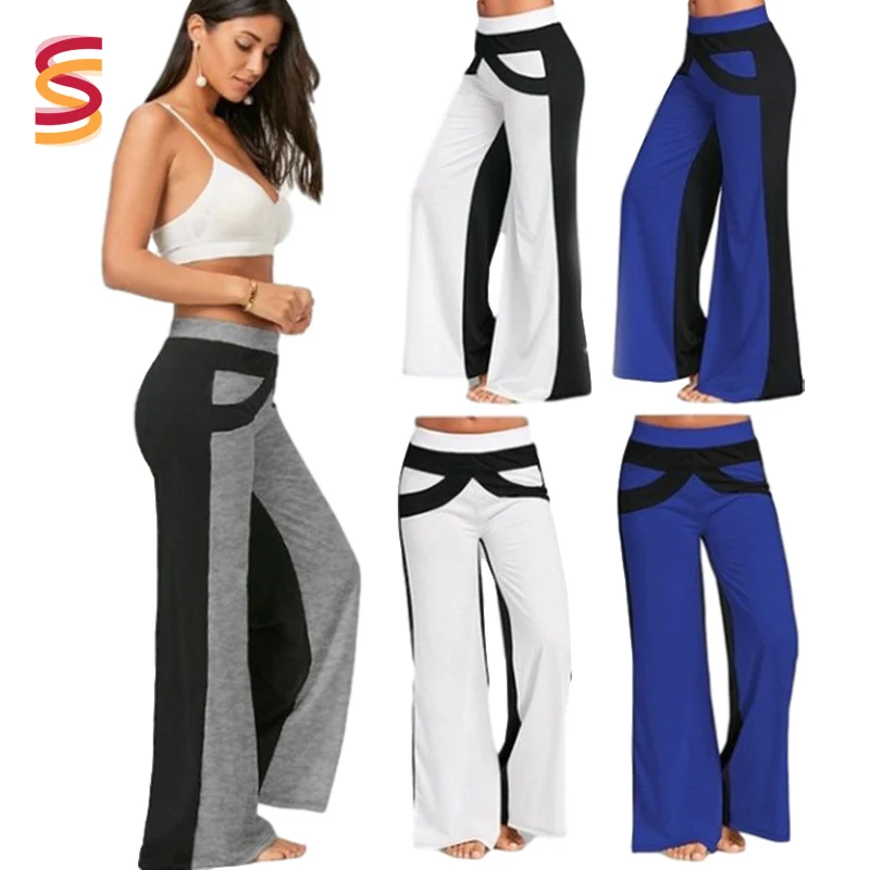 

2020 wholesale cheap women gym loose high waist wear plus size workout bell bottom yoga pants wear with baggy Amazon new slacks