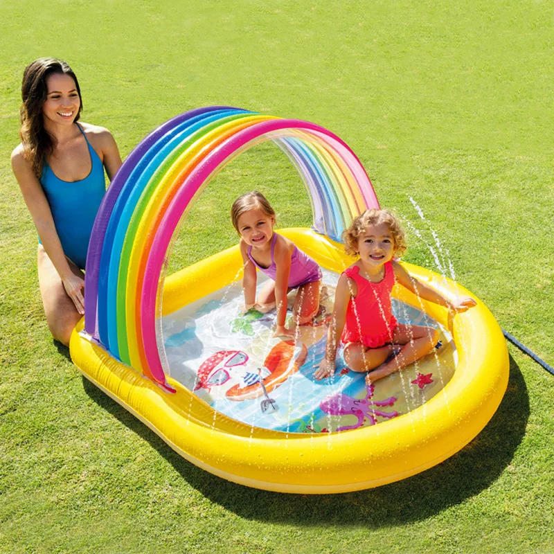 

A0731 Intex 57156 plastic mini inflatable roof play center water park sports kids baby outdoor swimming pool with slides, Customized color