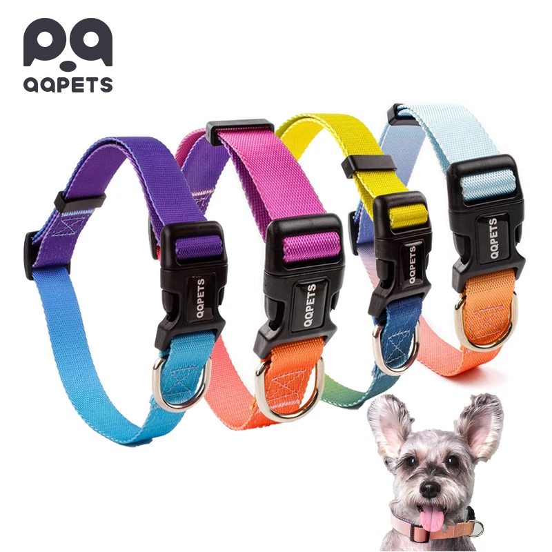 

QQpets Multi Gradient personalized Sublimation Design Dog Collar Custom Solid Pet Dog Collar Print 2022 Collares Para Mascotas, Colorful,customized