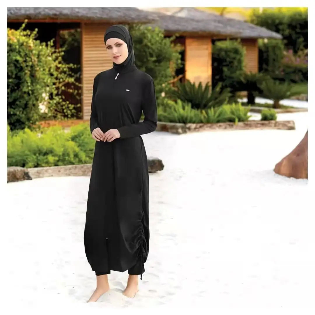 

MF 17 styles 3pcs Extended Muslim Hijab Stripe Print Adjustable Waist Customizable Muslim Swimwear Burkini & Beachwear Suit