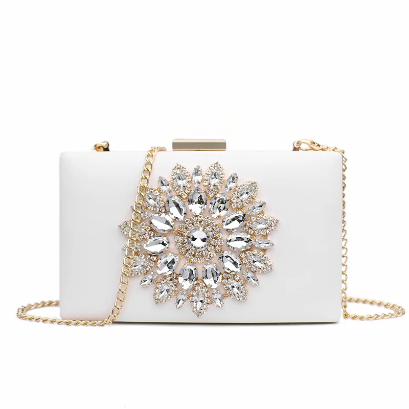 

Fashion Ladies Pu Leather Crystal Evening Bags And Clutches Wedding Small Chain Bag