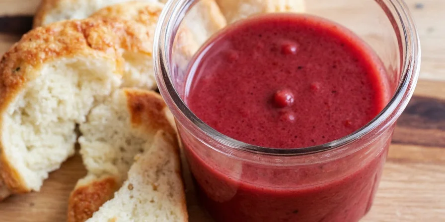 Homemade raspberry chipotle marinade being blended