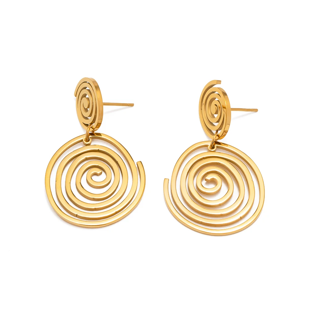 

Fashionable Tarnish-Free 18K Gold Plated Stainless Steel Earring Geometric Double Circles Earrings For Girls