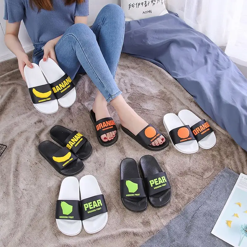 

D��p n Pantuflas de mujer Mutil Choice Fruit Men and Women's Slippers PVC anti slip Slide Summer Bathroom Beach Traveling shoes, As pic shows