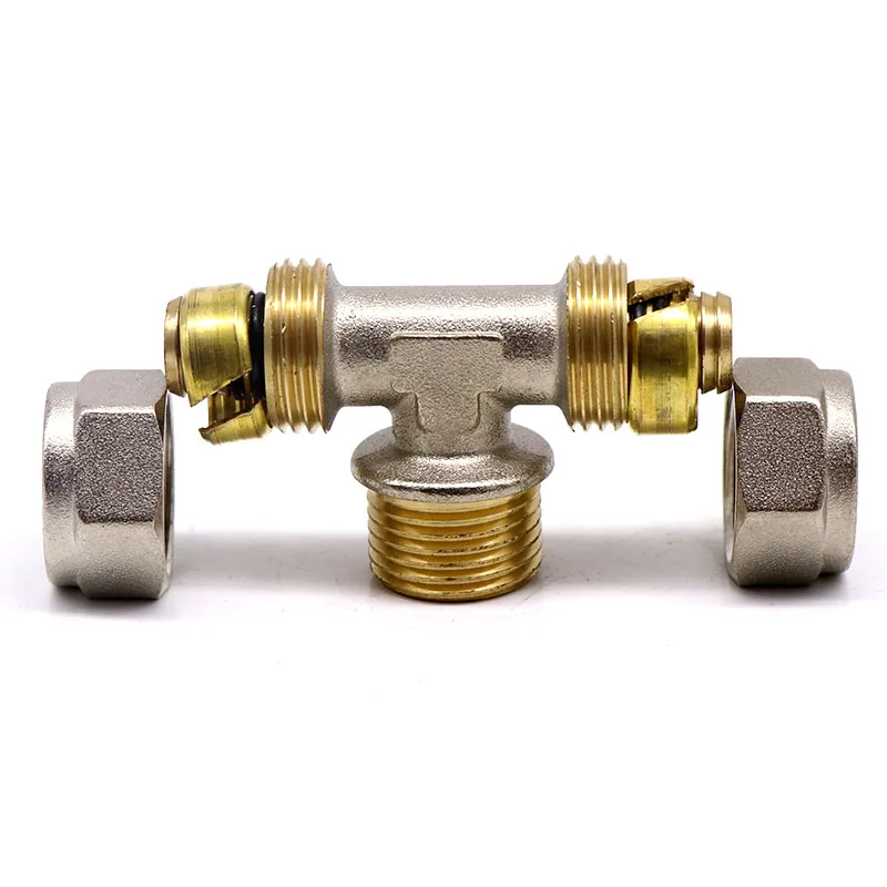 
T606 male thread tee Pex Al Pex brass Pipe fittings for pipe connection 